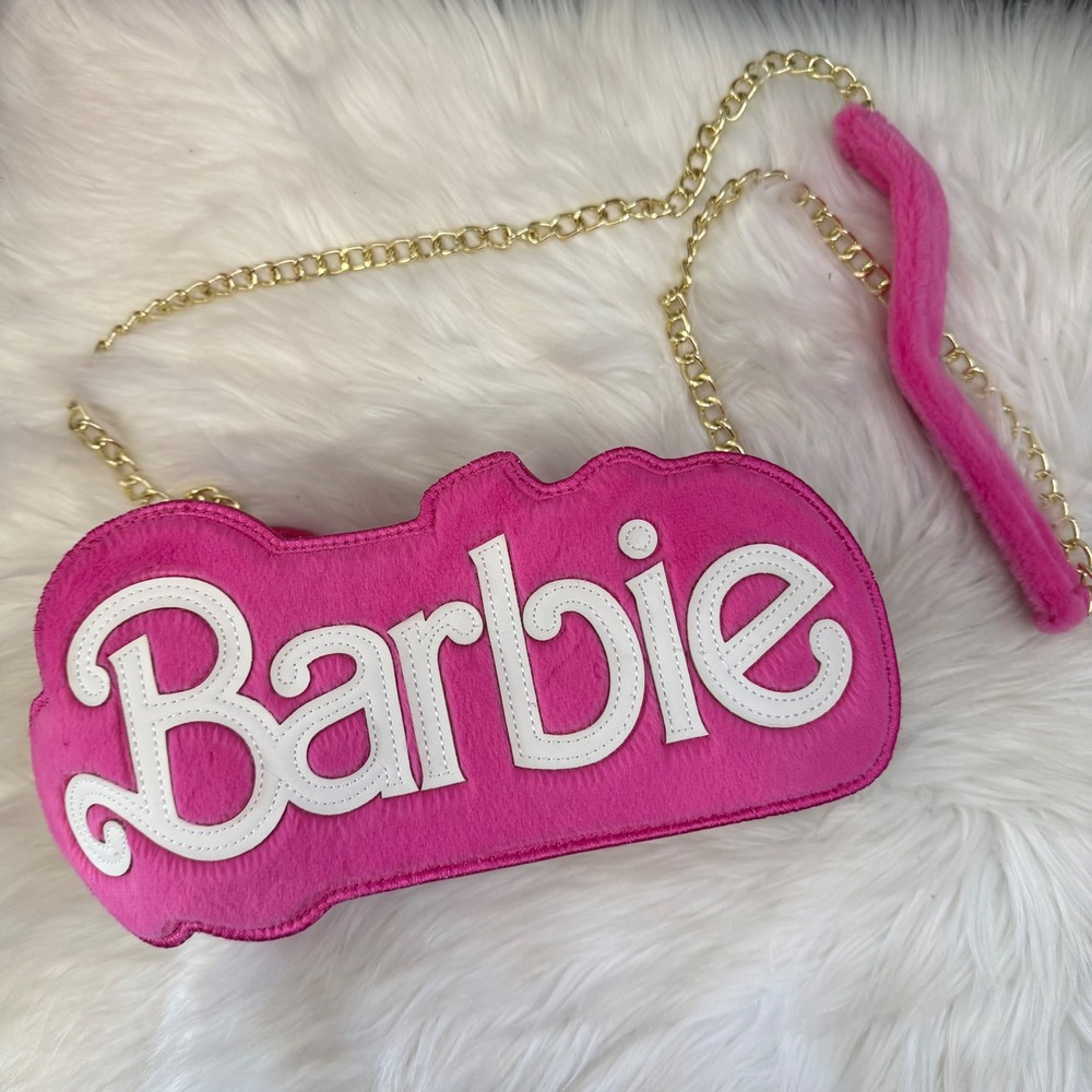 NWOT - Hot Topic - Barbie Fuzzy Hot Pink Logo Crossbody Purse